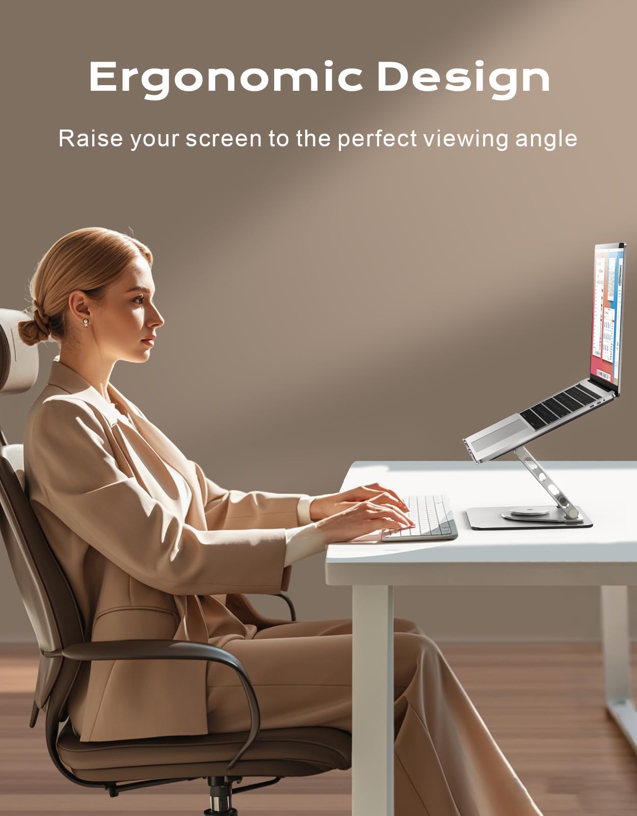 Glangeh Laptop Stand [360° Flexible Rotating], Dual-Bar Support & Height Adjustable Laptop Riser Stand for Desk