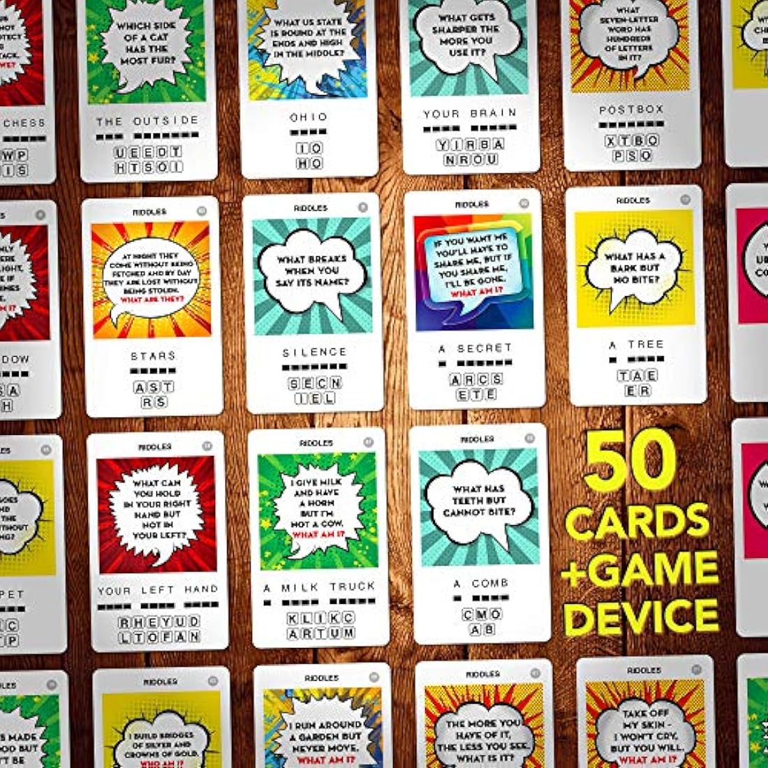 100 PICS Riddles - Guess 100 Riddles | Flash Cards with Slide Reveal Case | Travel Game, Gift, Stocking Filler | Fun for Kids and Adults - Play Together | Ages 6+