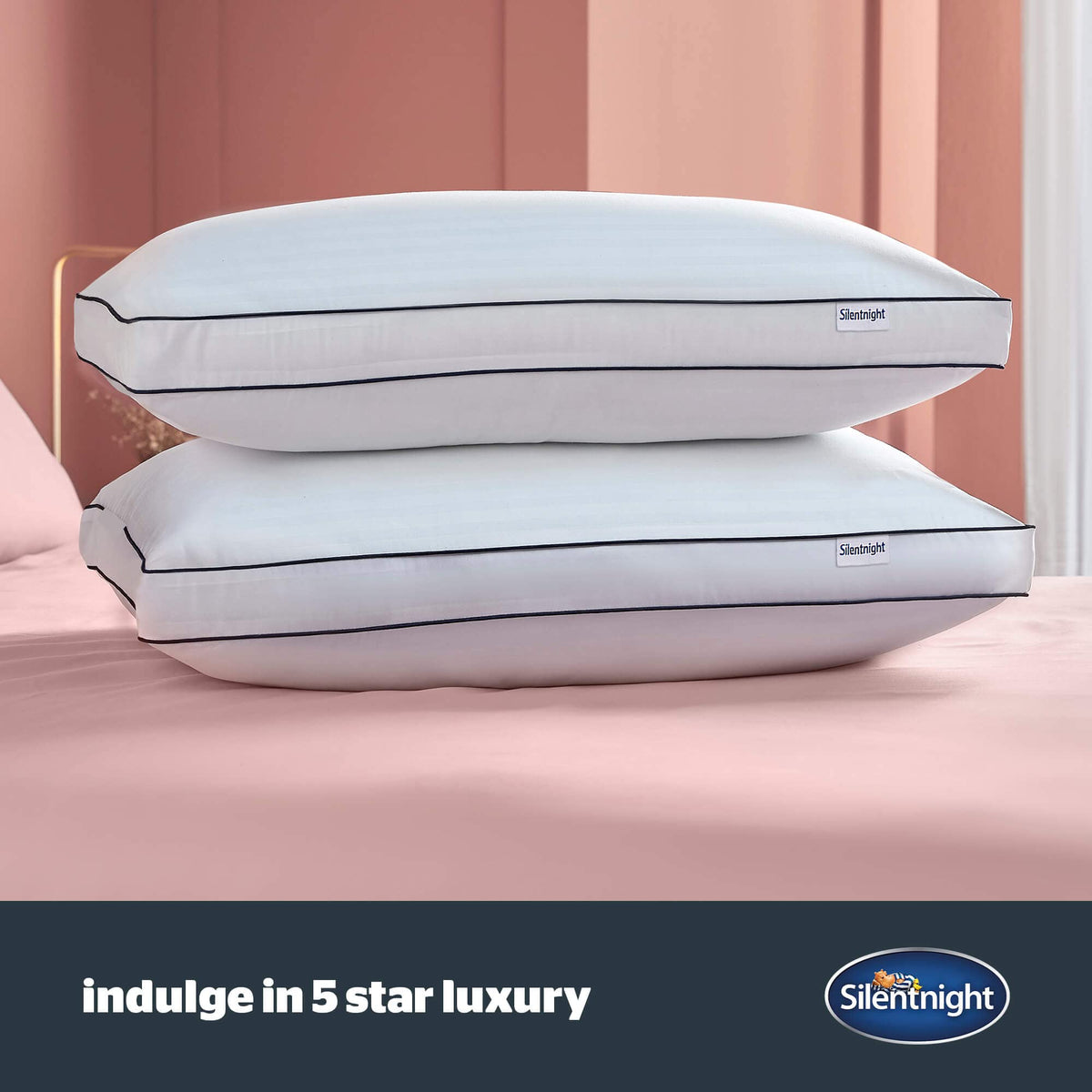 Silentnight Hotel Collection Luxury Pillows 2 Pack - Soft Touch Hotel Quality Bed Pillows for Back and Side Sleepers with Box Design Offering Extra
