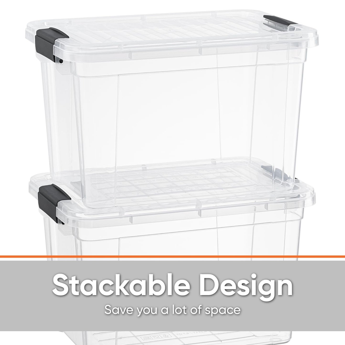 Superio Clear Storage Box with Lid, 26.5 Quart Plastic Container Bins for Organizing, Stackable Crates, BPA Free, Non Toxic, Odor Free