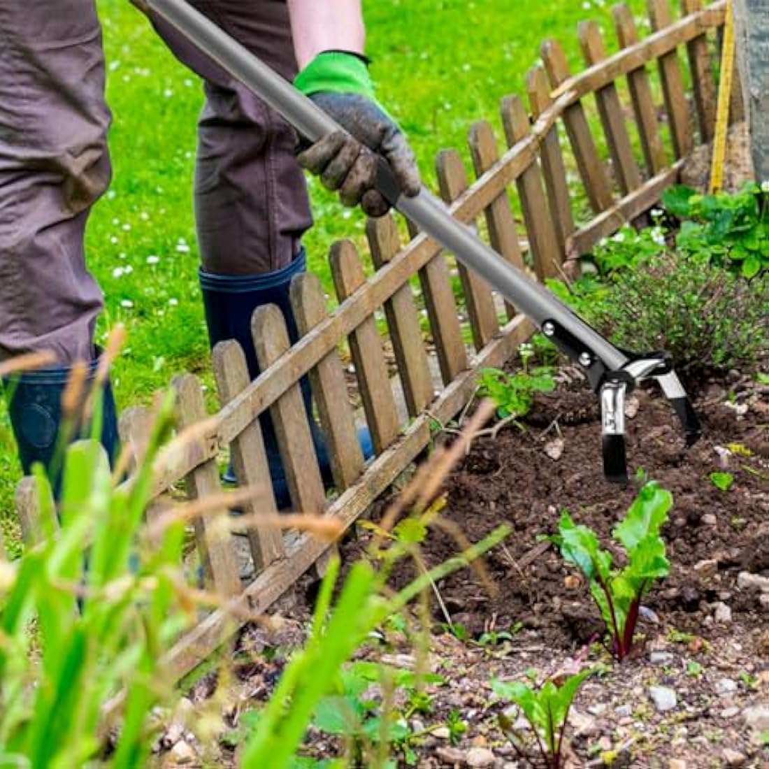 Walensee Action Hoe for Weeding Stirrup Hoe Tools for Garden Hula-Ho with Adjustable 168cm Scuffle Loop Hoe Gardening Weeder Cultivator, Sharp Durable Metal Handle Weeding Rake with Cushioned Grip