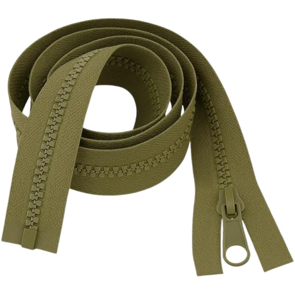 40" (101.5cm) Olive Chunky Zip - Heavy-Duty Open-Ended Separating