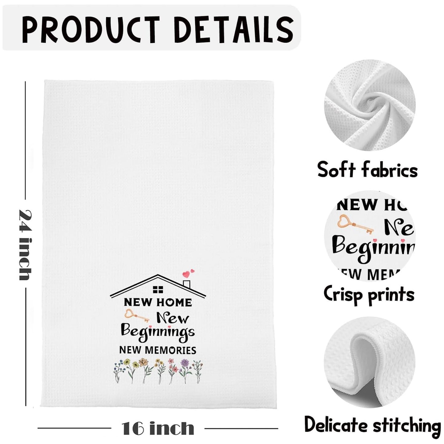 2PCS New Home Gifts Ornament Kitchen Towel House Warming Gifts (White)