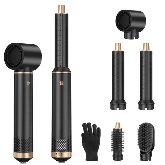 Sendowtek 5 in 1 Hot Air Styler Brush 1000W, Multi Tool Hairdryer Brush Curler 3 Level Heat Comb for Rotating Straightening Volumize Hot-Air Auto