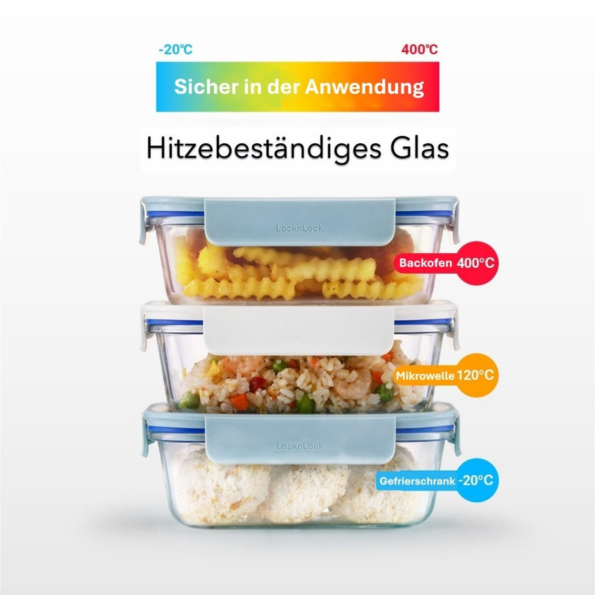 LocknLock The Clear 750ml Airtight Food Storage Glass Container & Lid, BPA Free, Airtight & Leakproof, Oven/Microwave/Freezer/Dishwasher Safe