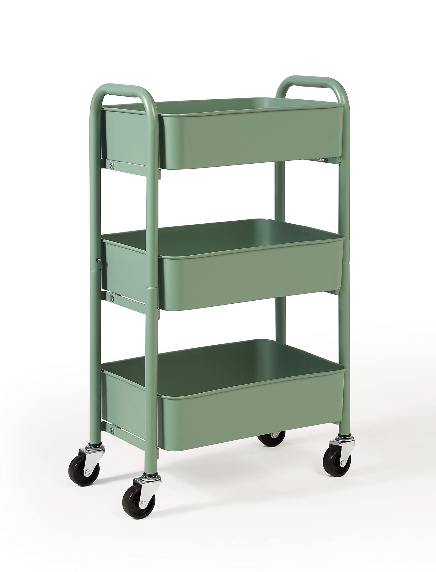 SunnyPoint 3-Tier Delicate Compact Rolling Metal Storage Organizer - Mobile Utility Cart Kitchen/Under Desk Cart with Caster Wheels