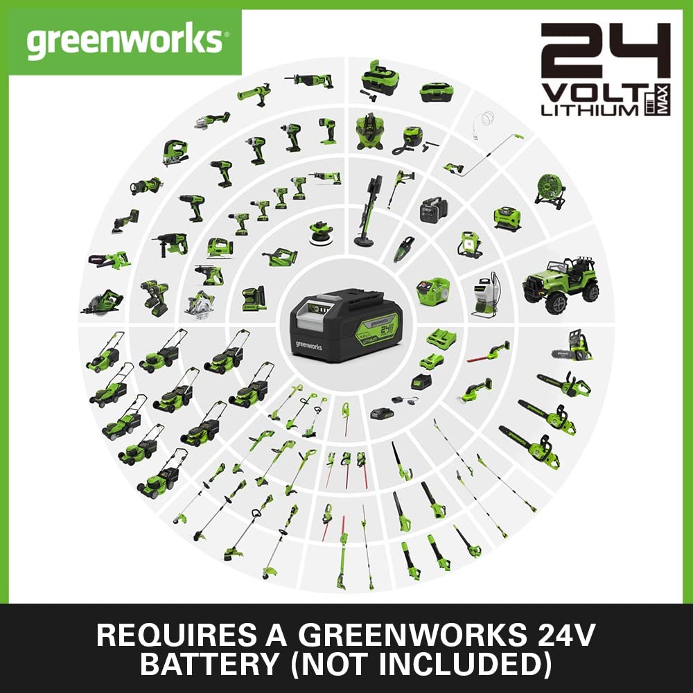 Greenworks G24PS20 Cordless long reach Pole Saw (Great for Pruning and Trimming Branches), 8 Inch (20cm) Bar Length, 6.7m/s Chain Speed, light weight,