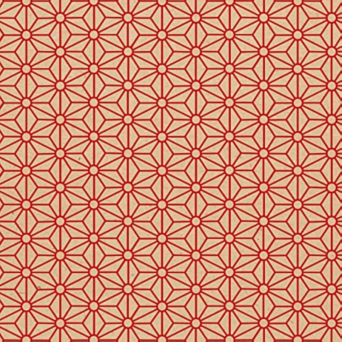 Clairefontaine - Ref 223802C - Recycled Kraft Long Roll Wrapping Paper (Single Roll) - 70cm Width x 50m Length, 70gsm Recycled Kraft Paper - Red Geometric Design