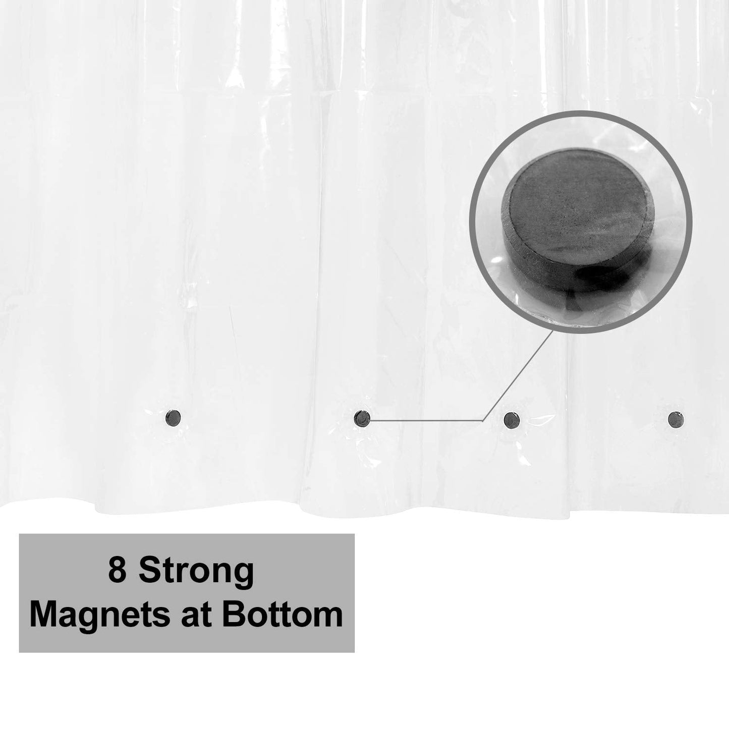 Barossa Design Extra Wide Shower Curtain Liner 108" x 72" with 8 Magnets - Waterproof PEVA Around Shower Liner for Bathroom, PVC Free