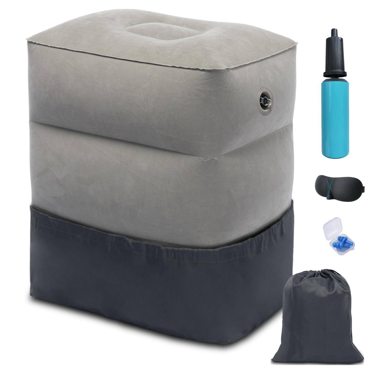 Inflatable Foot Rest Pillow, Airplane Travel Pillow, Multifunctional Adjustable 3 Layers Height Foot Rest