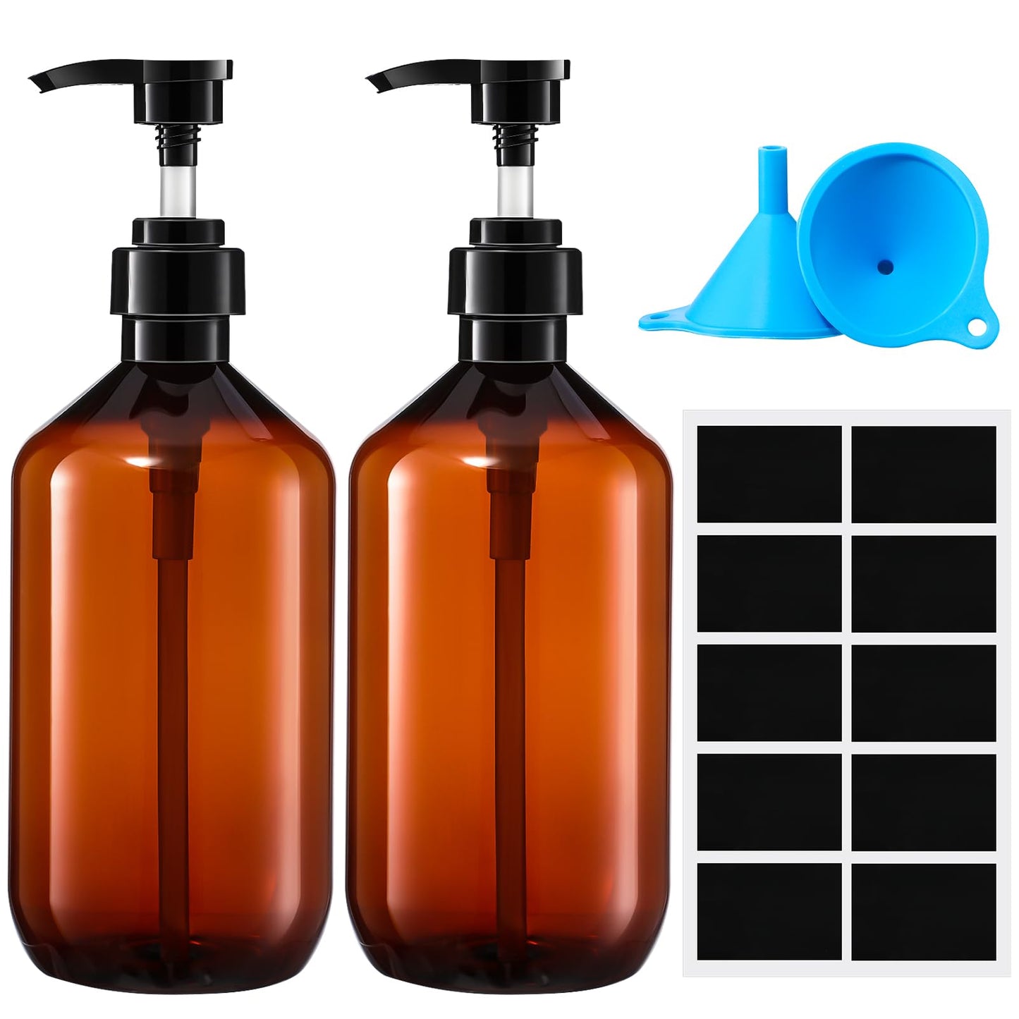 Pump Bottle Dispenser,2 Pcs 750ml/26oz Refillable Empty Press Pump Bottles,Refillable Plastic Empty Pump Bottles Dispensers with Funnel and Label for