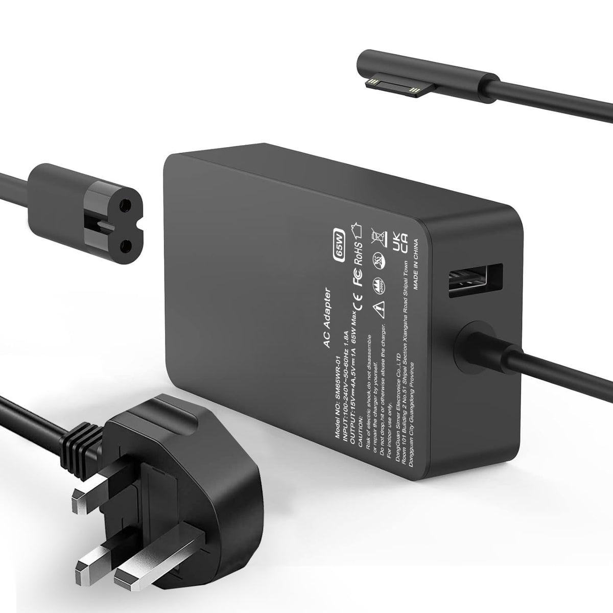 SiKER 65W Charger Compatible with Microsoft Surface Pro 11/10/9/8/X/7/6/5/4/3 Laptop,Surface Go 1/2/3/4,Surface Book 1/2,Surface Laptop Charger,with