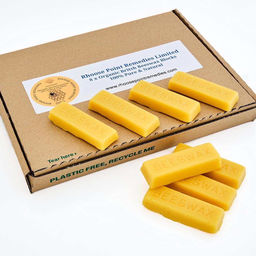 Pure British Beeswax Blocks 100% Natural Organic Bees Wax 180g ? Triple Filtered for Making Your own Candles, Leather Polish, Wood Polish, Wax Melts,