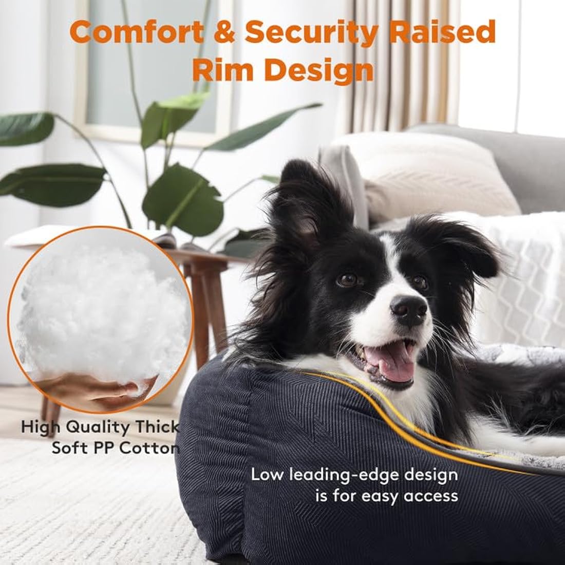 MIXJOY Extra Large Dog Bed(89x63cm), Super Soft Cosy Rectangle Dog Beds, Grey Washable Pet Bed, Ideal for Golden Retriever, Labrador，German Shepherd，Samoye，Rottweiler