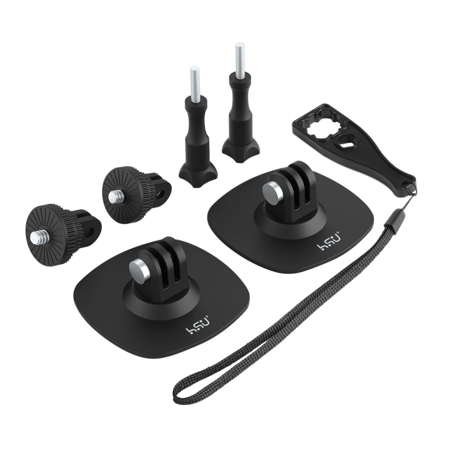 HSU Adhesive Mount for GoPro, Flexible Helmet Mounts for Insta360, Stick Accessories Kit for Action Cameras(6 in 1)