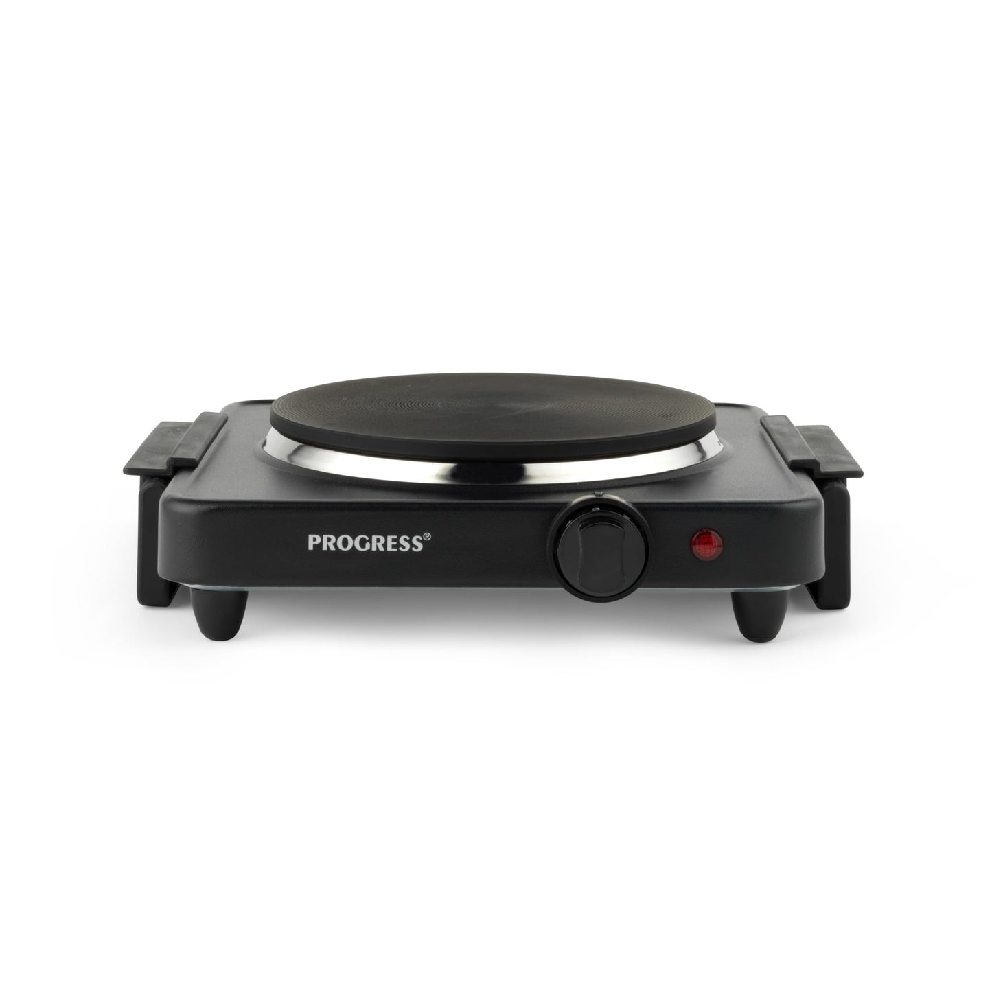 Progress EK4353P Single Electric Hot Plate - Camping Stove, Table Top Electric Cooker, Portable Kitchen Hob with Carry Handles, Non-Slip Feet,