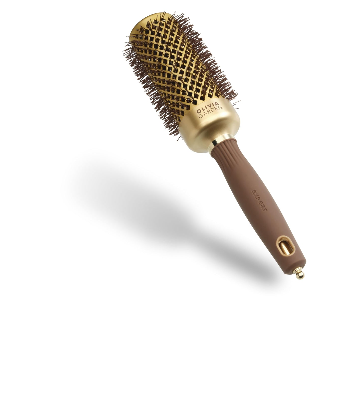 Olivia Garden Expert Blowout Shine ? Gold & Brown - 45 - Ceramic Coated Round Brush for Smooth Blowout, Frizz-Free Hair & Radiant Shine