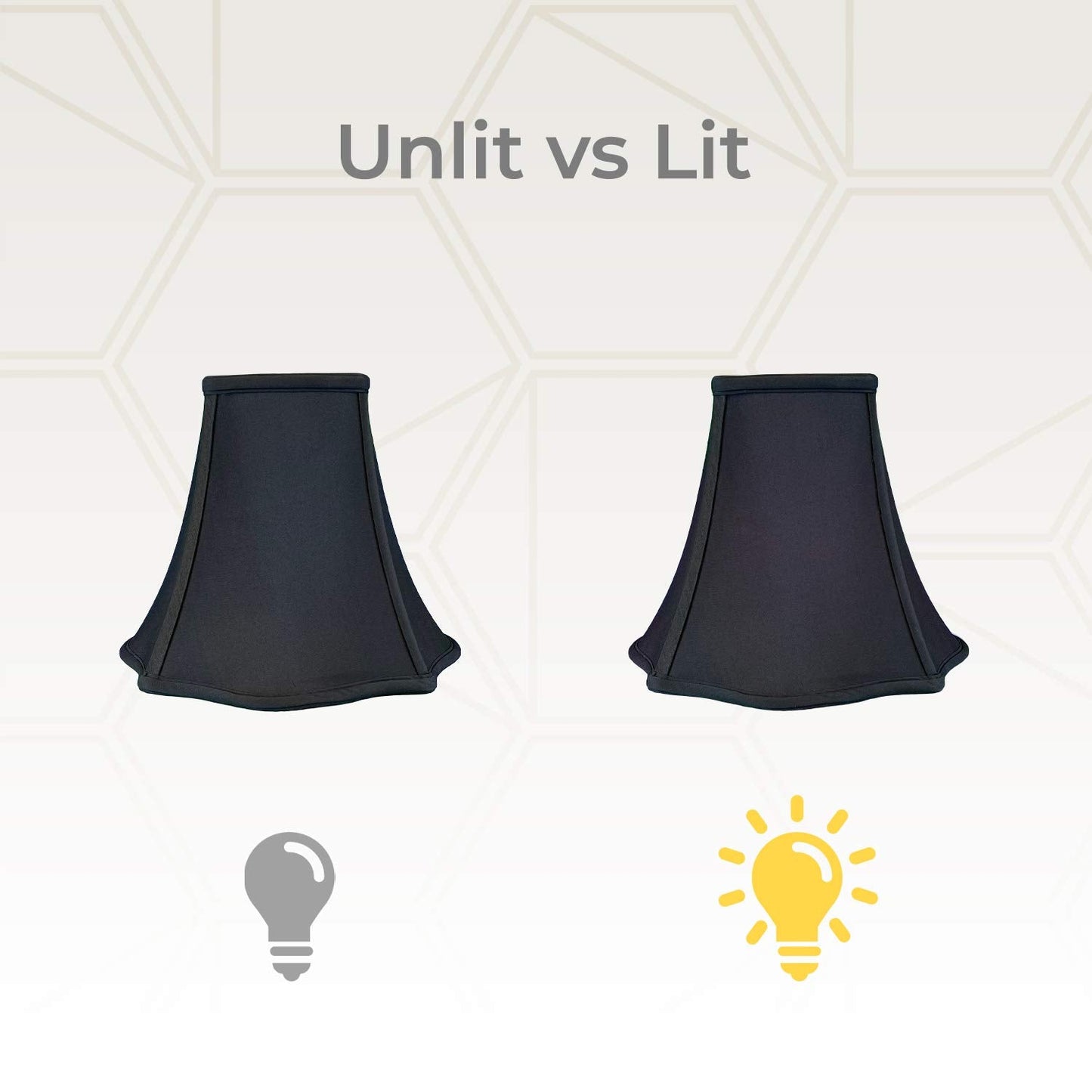 Royal Designs Fancy Square Bell Lamp Shade, Black, 4 x 10 x 8.5