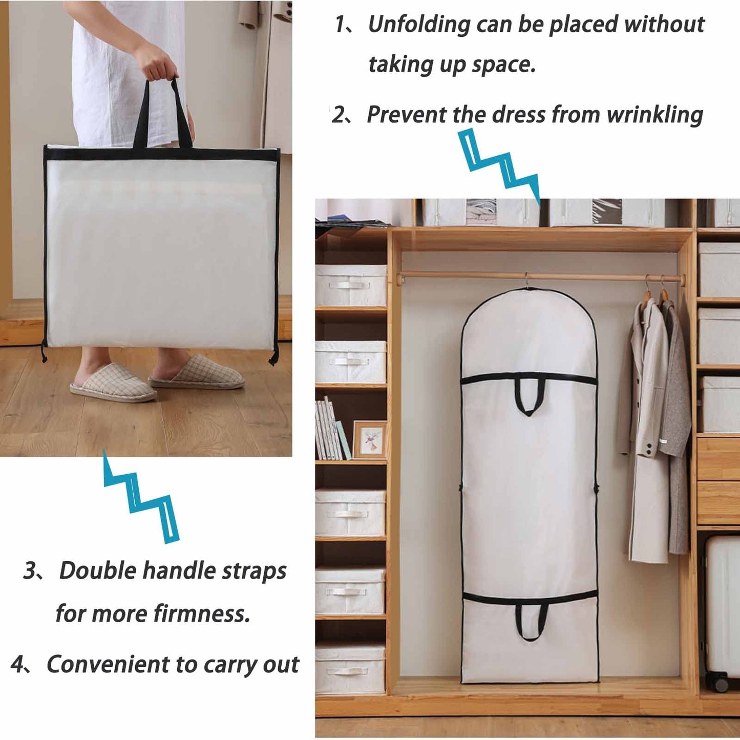 Niviy Long Dress Bag 60 x 180 cm, Garment Cover with Handle & Pocket