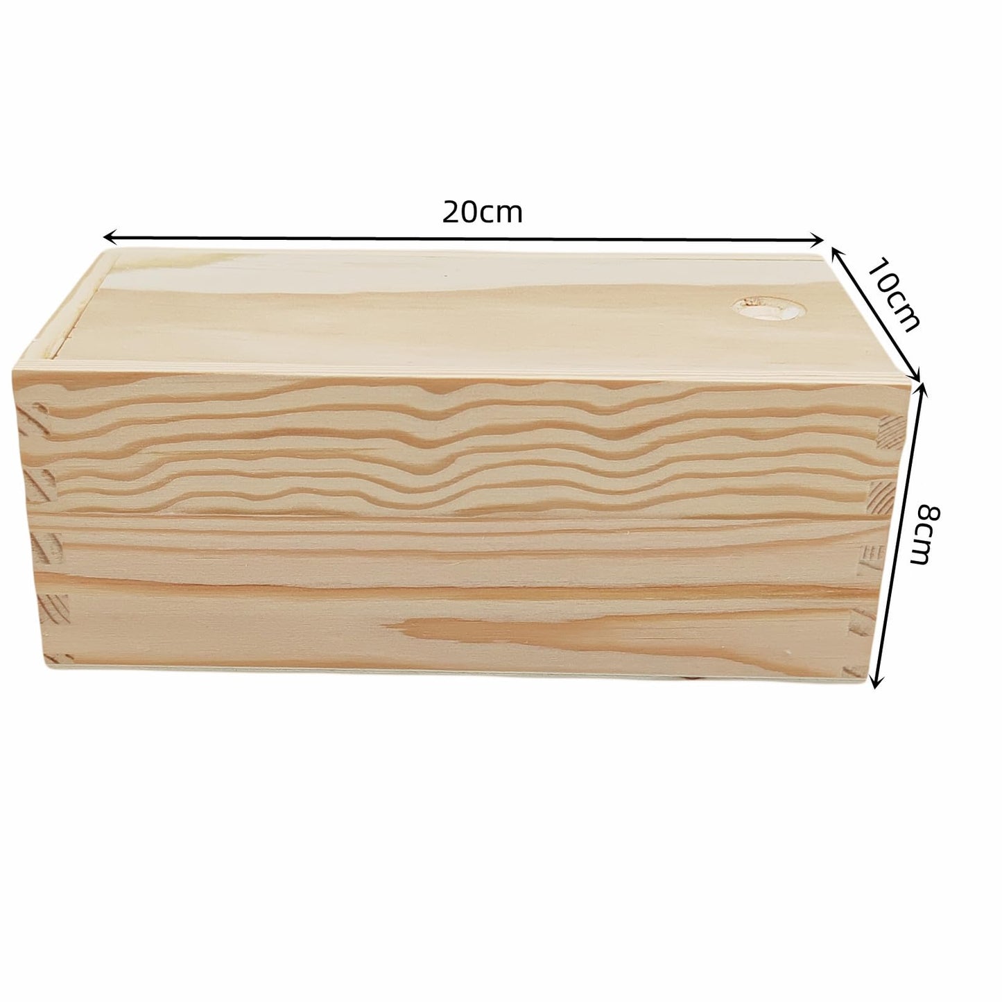 Anktily 2 Pack Unfinished Wood Storage Box with Slide Lid, Blank Natural Wood Box Case Container for Jewellery, DIY Arts & Crafts Hobbies (20x10x8cm)