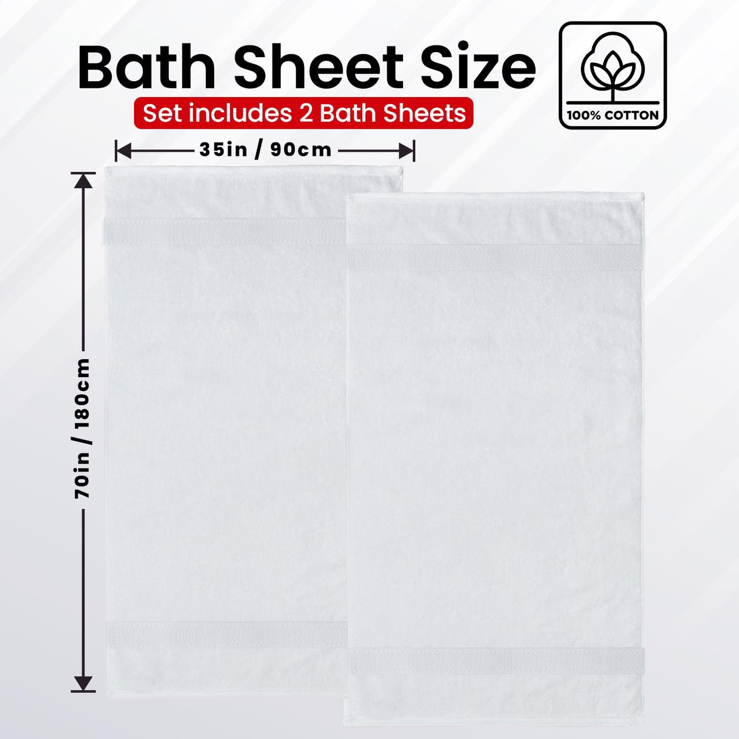 Infinitee Xclusives Bath Sheets Extra Large - 2 Pack, 600 GSM - 90 x 180 cm