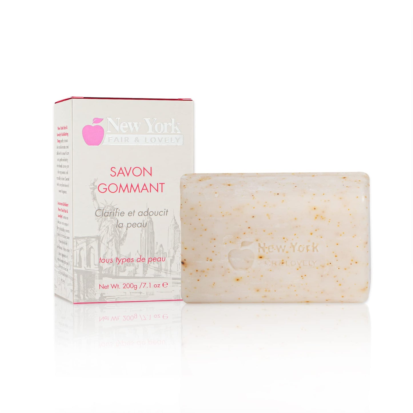 New York Fair and Lovely Exfoliating Soap | 200g / 7 oz | Moisturiser Bar, Natural Skin, Brightening for Face & Body, with Shea Butter, Coconut Oil