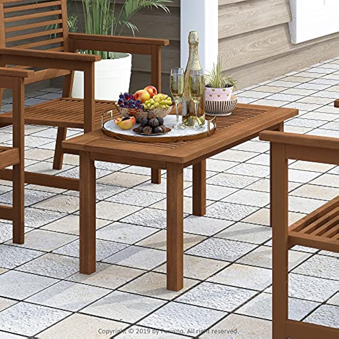 Furinno Tioman Hardwood Outdoor Coffee Table in Teak Oil, Natural