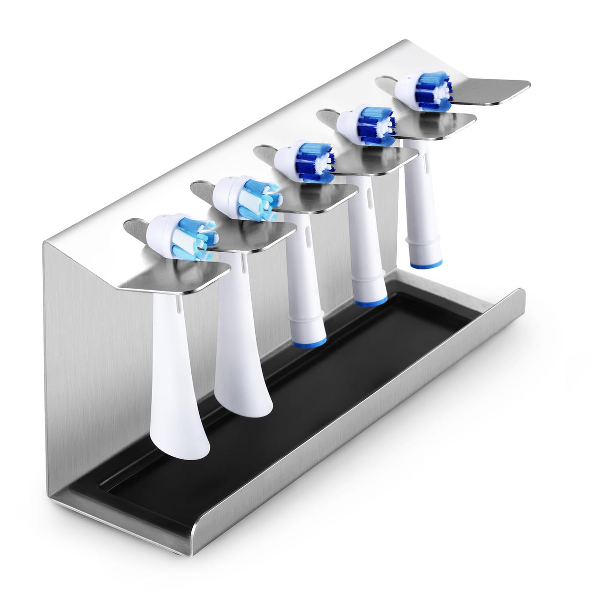 Siegvoll Stainless Steel Toothbrush Holder for Oral-B, iO, Philips Sonicare, etc. Toothbrush Holder with Collection Tray Brush Head Holder for 5