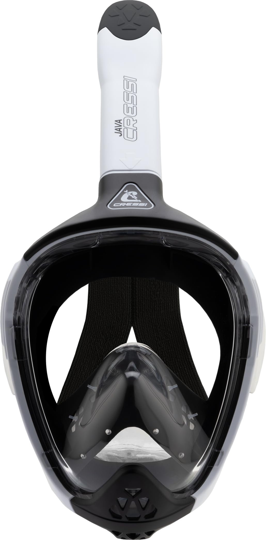 CRESSI Java Full Face Mask White/Black L/XL-Unisex Full Face Snorkel Mask, Ultra Clear Anti Fog Lens, 100% Silicone, Snorkel Dry with Safety Valves,