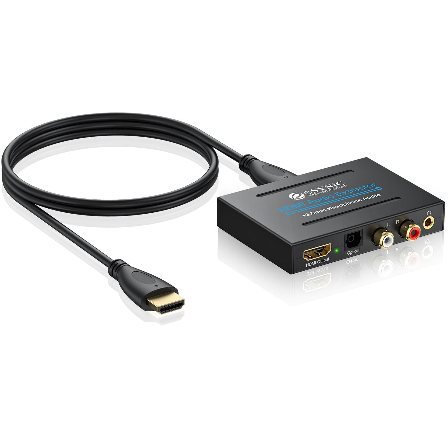 eSynic Professional HDMI Audio Extractor 4K HDMI Optical Adapter Audio Splitter with SPDIF,L/R and 3.5mm Output for PCM2.0,Dolby, DTS5.1 for Firestick