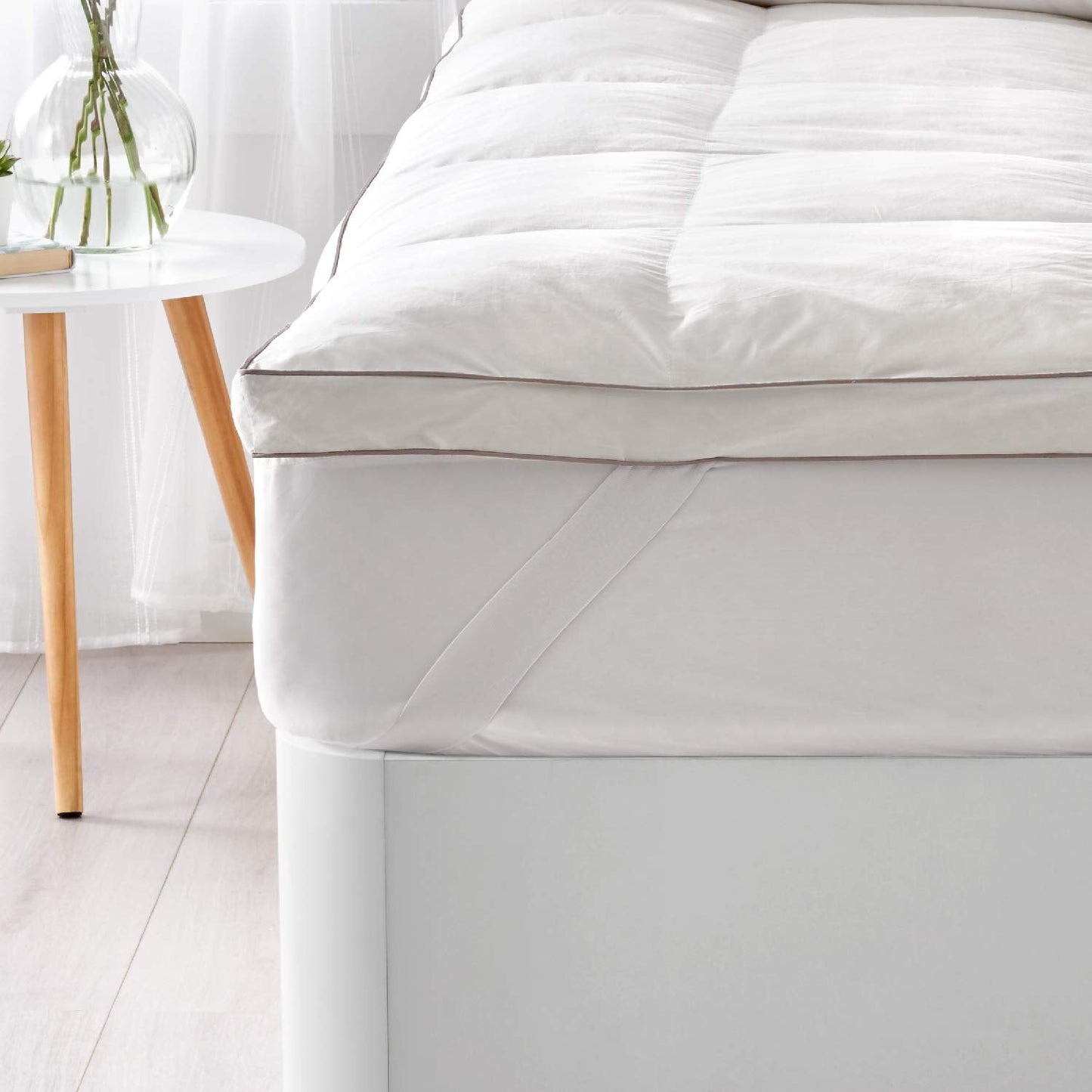 Classic Blanc Topper/Mattress Topper Goose Down extramullido, Cotton Cama 90-90 x 190 cm white