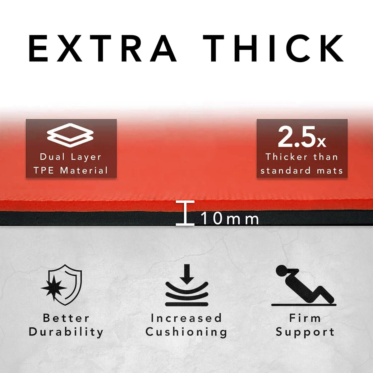 Large Exercise Mat  Extra Wide & Extra Thick Yoga Mat (183cm x 80cm x 10mm), TPE Fitness Mat with Free Carry Straps, Perfect for HiiT Home Workouts &