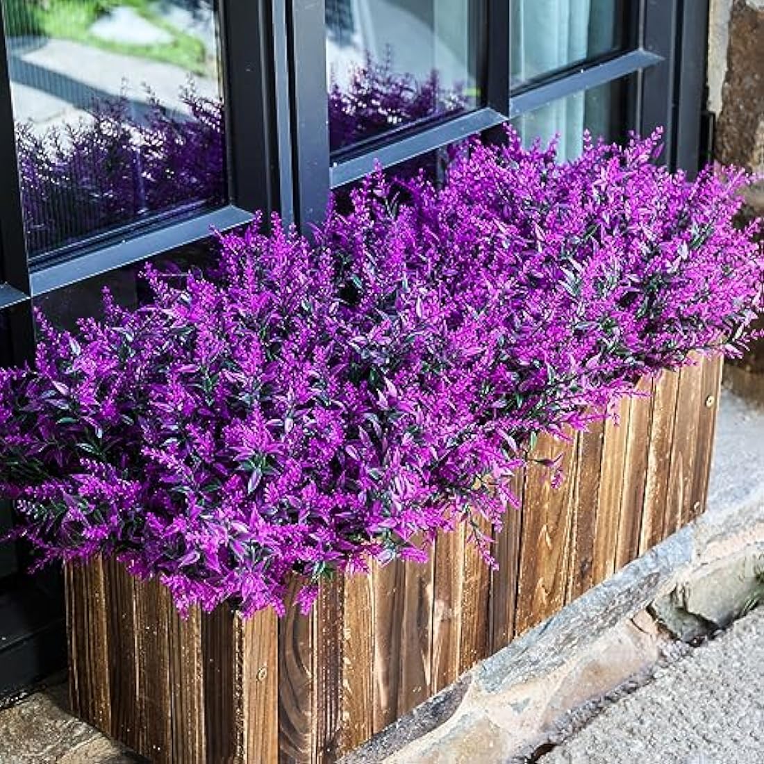 Sredumn 20 Bundles Artificial Flowers, artificial plants outdoor,UV Resistant Plastic Shrub Fake Flowers, for outside, garden, hanging, basket, fence, window, trellis decoration (Fuchsia)