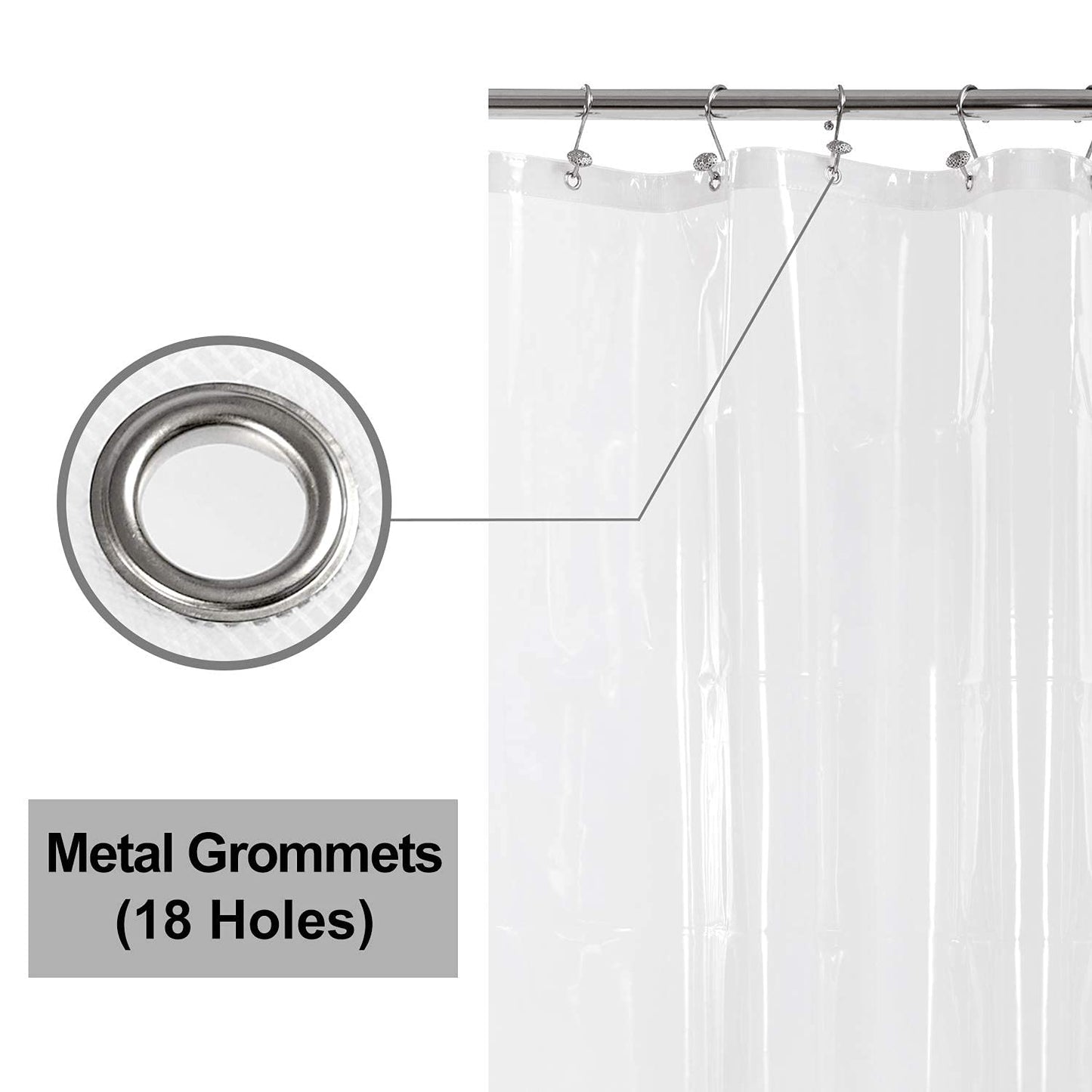 Barossa Design Extra Wide Shower Curtain Liner 108" x 72" with 8 Magnets - Waterproof PEVA Around Shower Liner for Bathroom, PVC Free