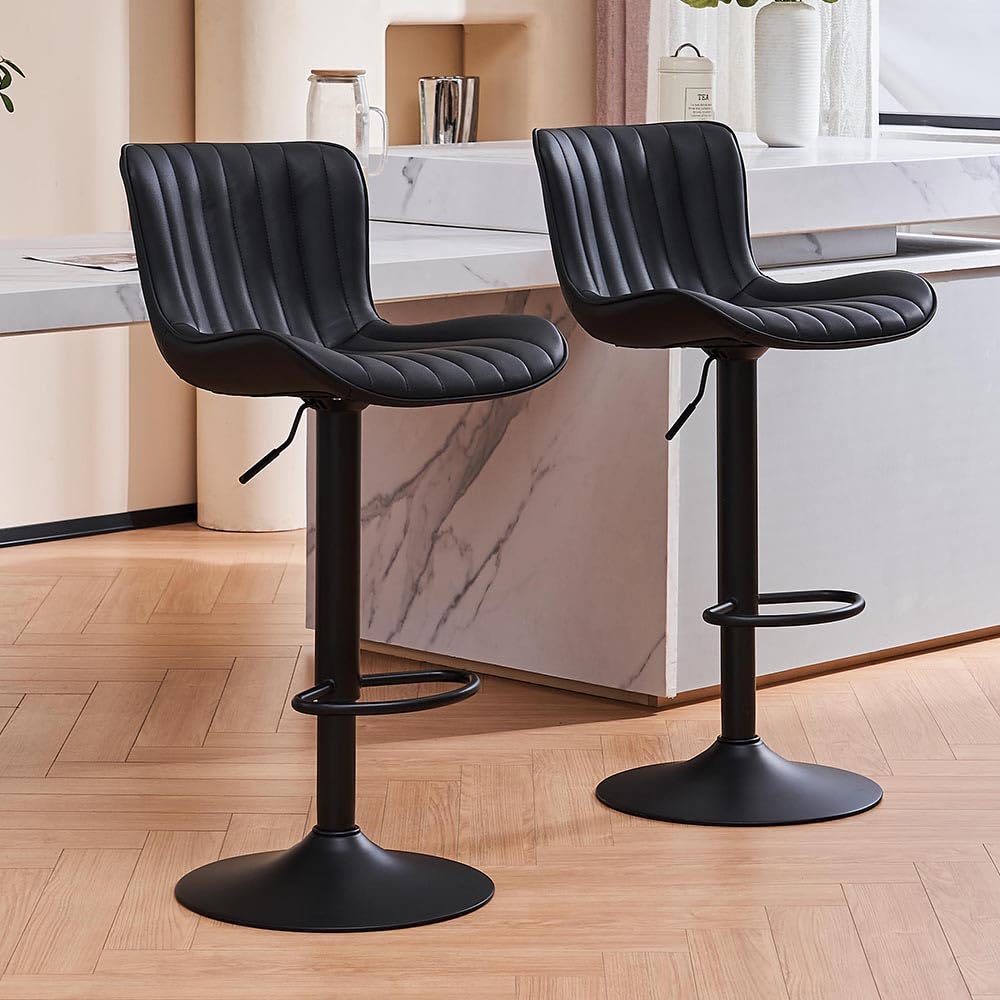 Kidol&Shellder Bar Stools Set of 2 Modern Breakfast Bar Stools, Black
