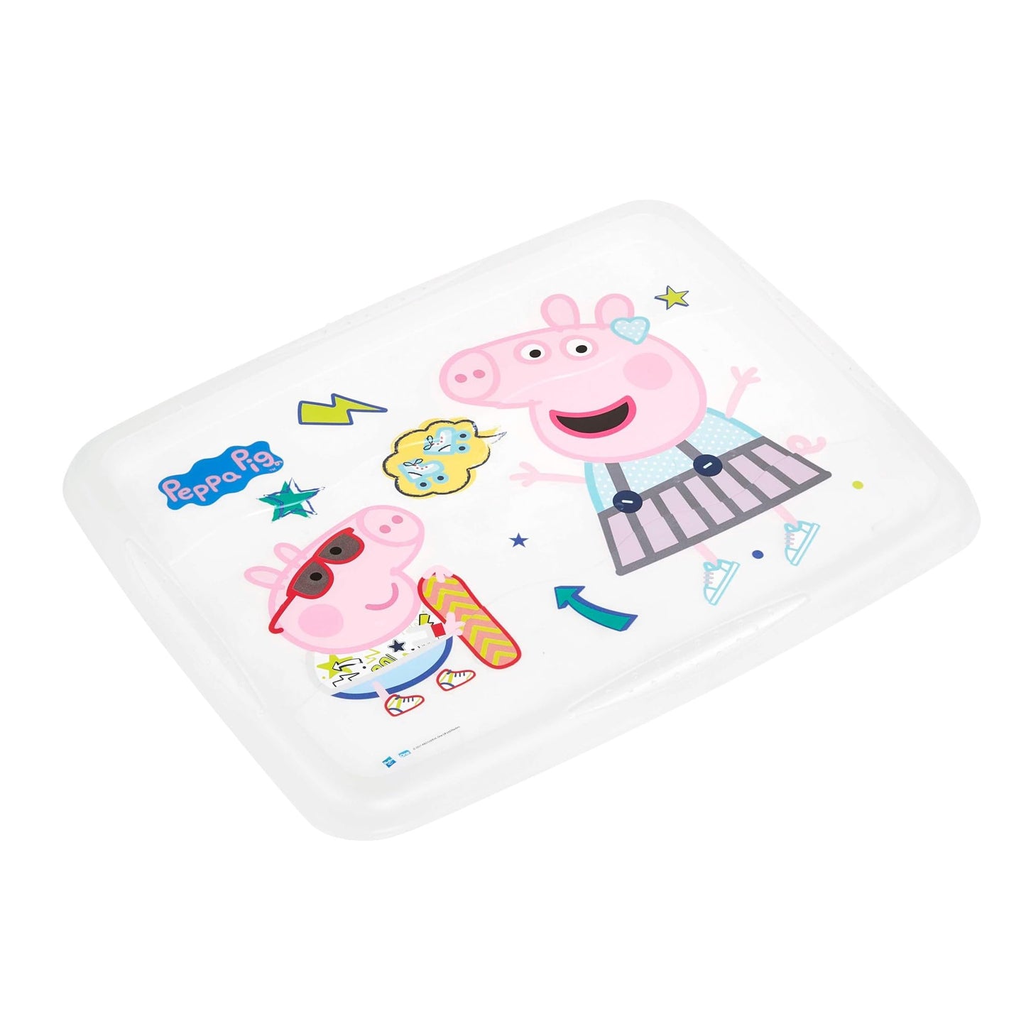keeeper Karolina 2 x Peppa Pig Storage Box with Lid, Rotating and Stackable for Kids, 30L + 45L, Transparent