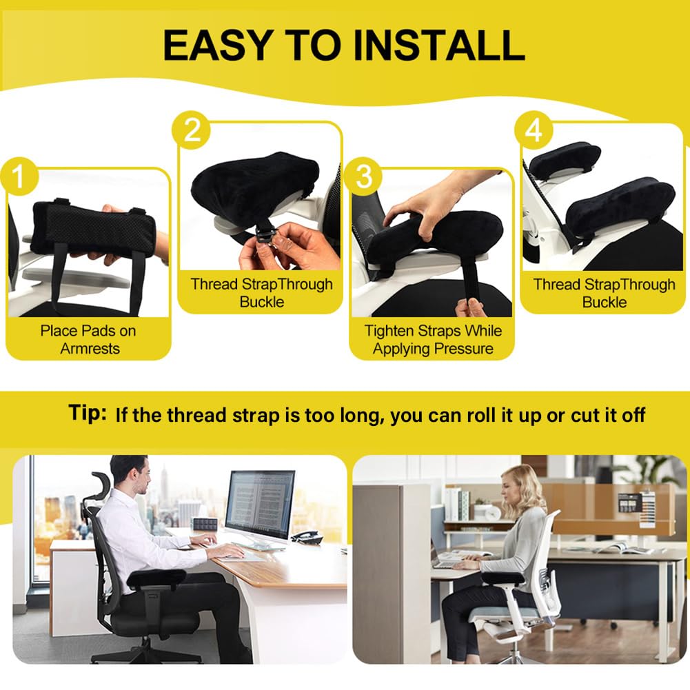 POHOVE 2 Pcs Office Chair Armrest Pads, Memory Foam Arm Covers