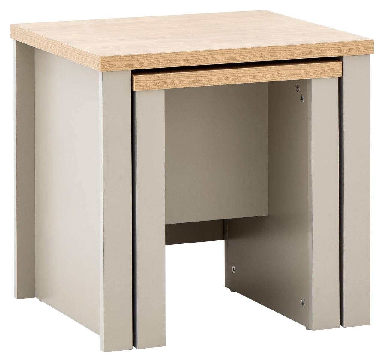 GFW Lancaster Nest of Tables, Grey and Oak Effect Occasional Tables, Space Saving Side Tables, Country Cottage Living Room Furniture Set of 2