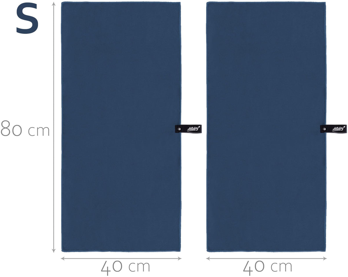 Actidry Microfibre Towel - light and absorbent - 9 colours S M L XL sizes - great for beach, sports and outdoor activity - S (40 x 80 cm) 2 pieces