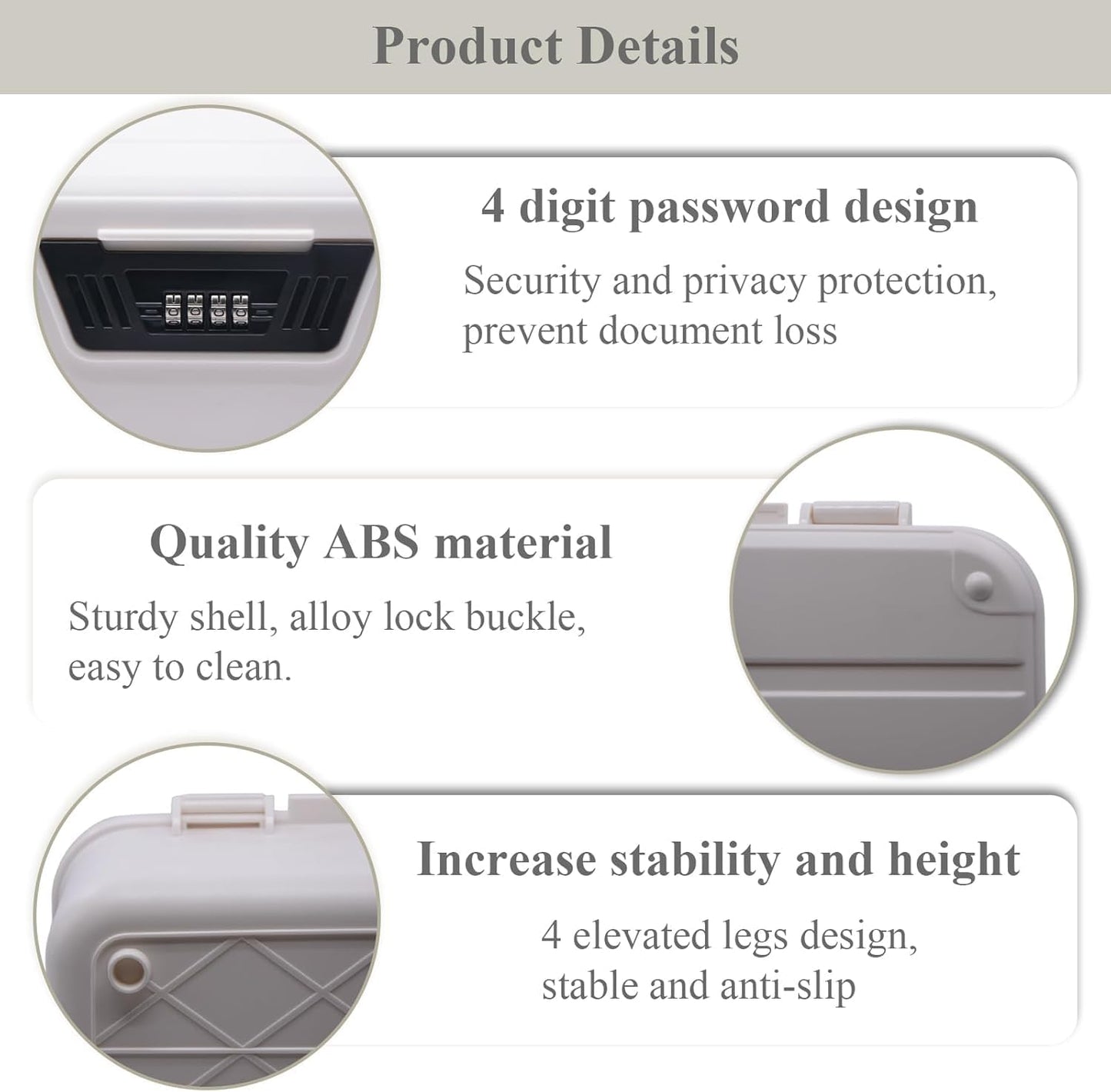 ABS Medicine Lock Box with Combination Code - Childproof Storage Organiser for Medicine, Snacks, Documents, Jewelry, Sewing, Portable