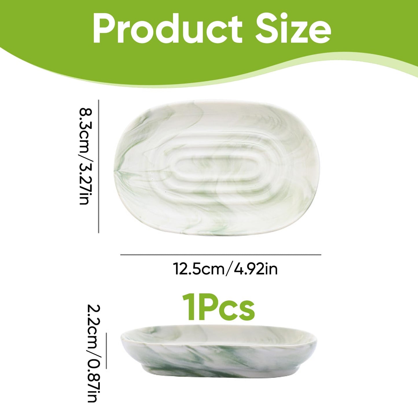 Anti-Slip Ceramic Soap Dish, Marble Soap Dishes for Bathrooms and Kitchens