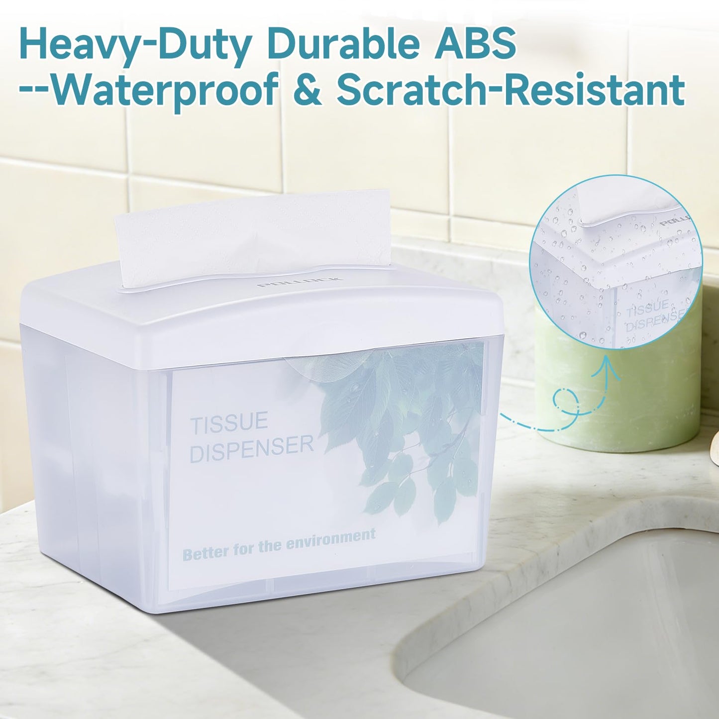 Pollock Countertop Napkin Dispenser, Multifold Paper Towel Dispenser White