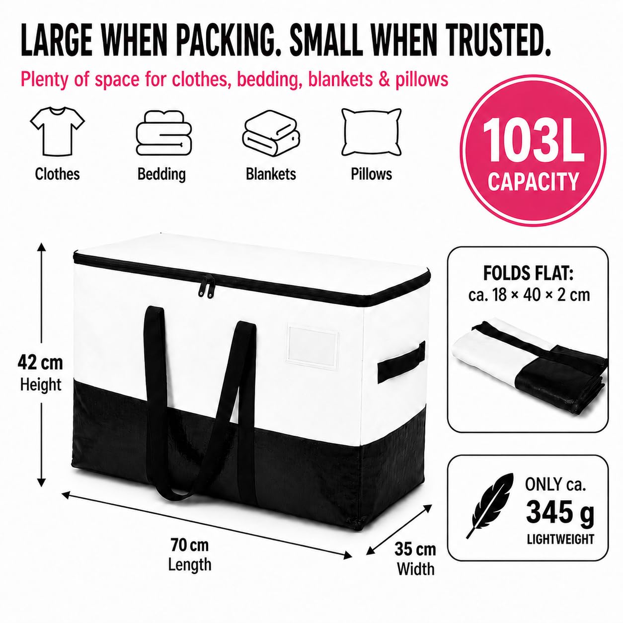 Heavy Duty Storage Bags, Clothes Bags for Moving House, Extra Thick Design