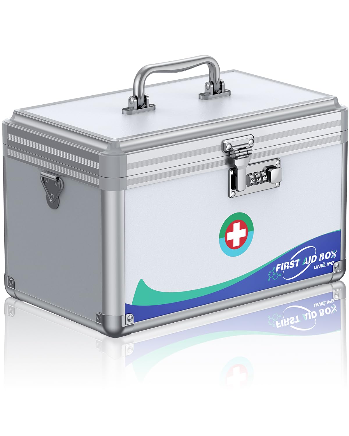 Uniclife Large Medicine Lock Box First Aid Box with Combination Lock, Lockable Medicine Storage Boxs for Medications, 30 x 17.8 x 19 (cm)