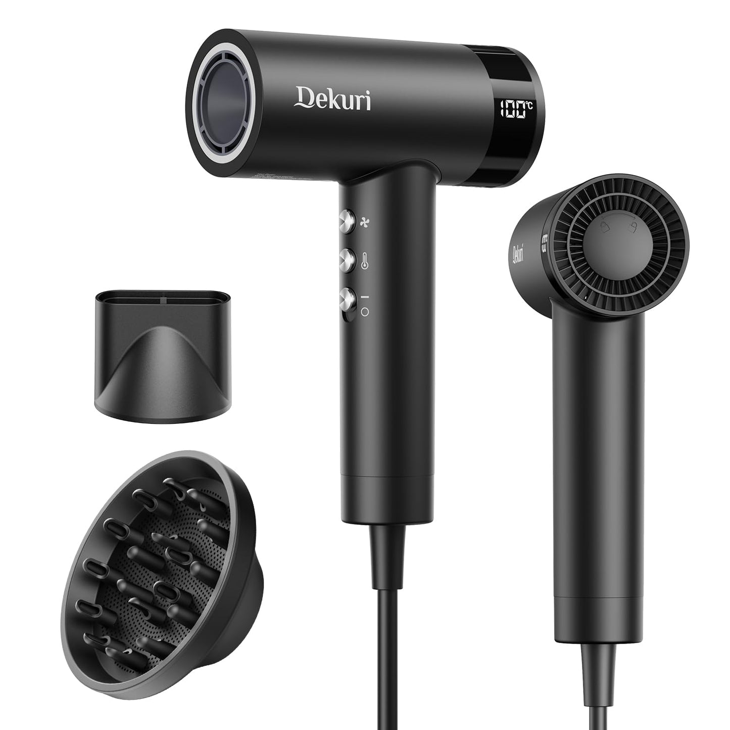 Dekuri Professional Hair Dryer, 110,000 RPM Powerful Brushless Motor, Smooth Frizz-Free Ionic Care, Quiet Lightweight Dryer with Diffuser & Nozzle ?