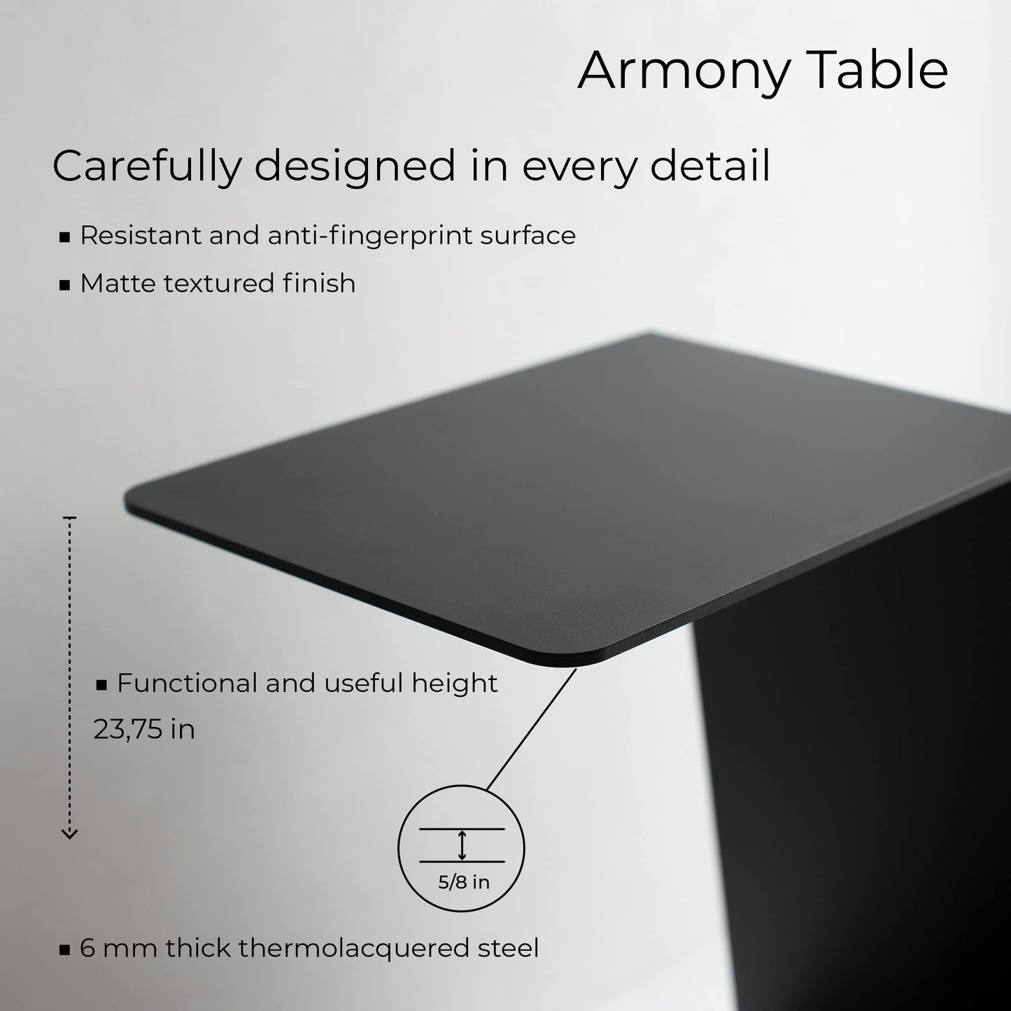MILUKA Black Side Table Living room | C Table as a Small Coffee Table for Sofa, Slim Bedside Table or Under Sofa table | Narrow Side Table