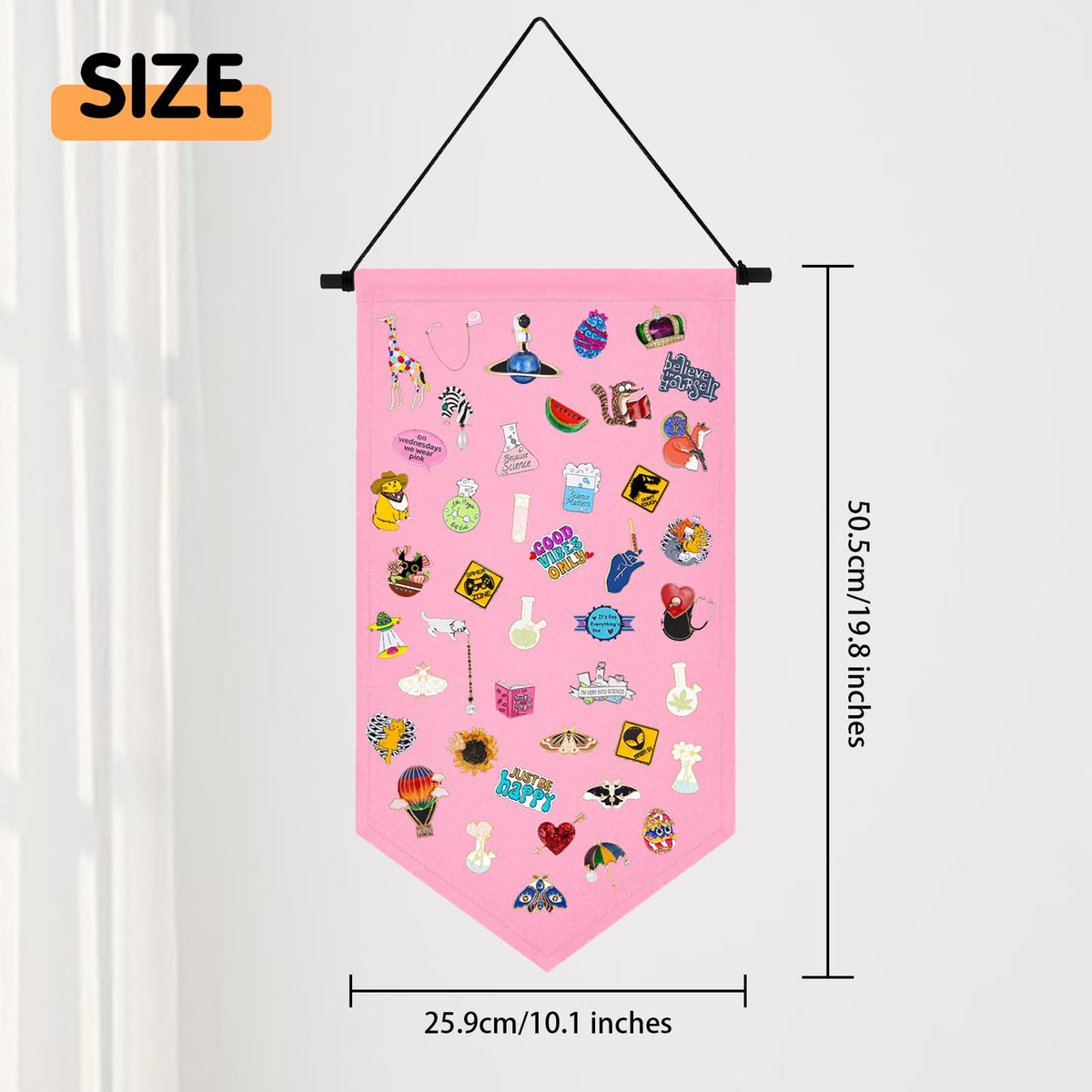 Kunyeah Wall Hanging Brooch Organizer Storage Case Colorful Canvas Pin Board Stand Enamel Pin Badge Hanging Holder Display Banner Earrings Collection
