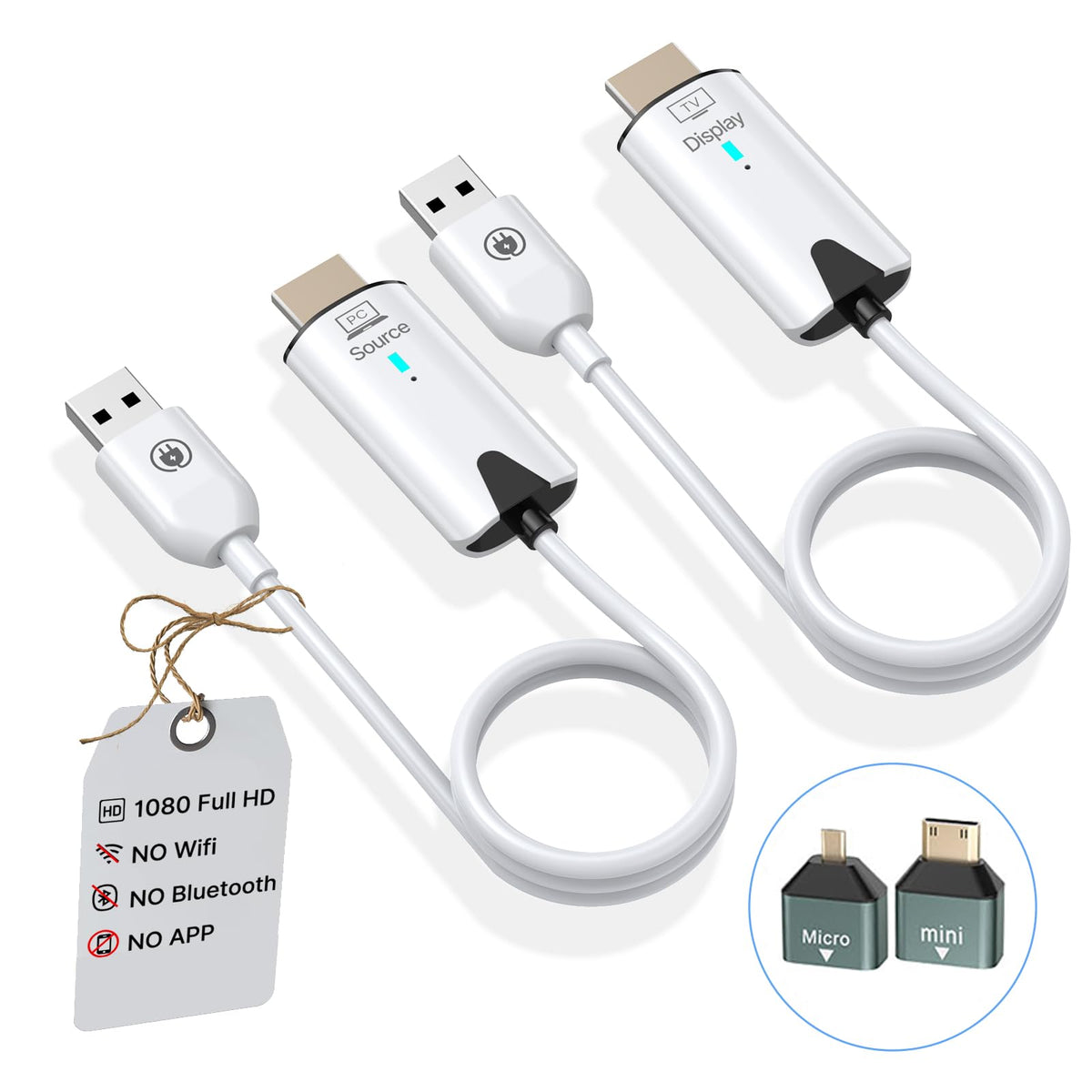 OiDiPi Wireless HDMI Transmitter and Receiver, 2.5G/5GHz Dual Band, 1080P HD Output Wireless HDMI Sender and Receiver, for Streaming Video and Audio