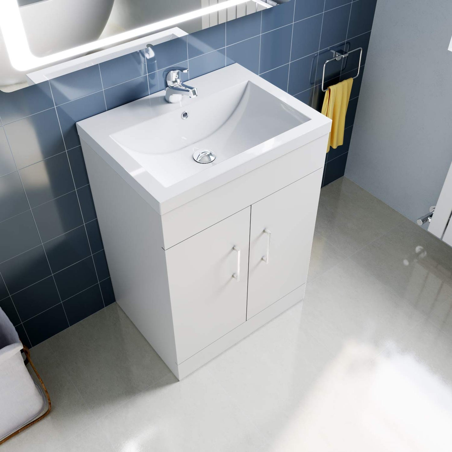 ELEGANT Premium 595m Vanity Sink Unit with Vitreous Basin
