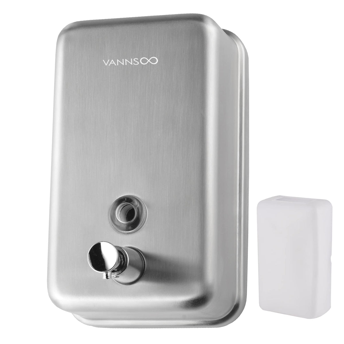 VANNSOO Commercial Wall Mounted Stainless Steel Soap Dispenser- 37oz - New Superior Design with Corrosion-Proof Lining (Vertical)